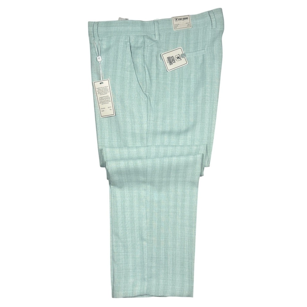 Stacy Adams Dress‎ Pants Men 34x30 Teal New Textured Flat Front 55417-P